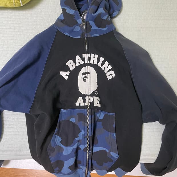 베이프 블루 샤크 후드집업