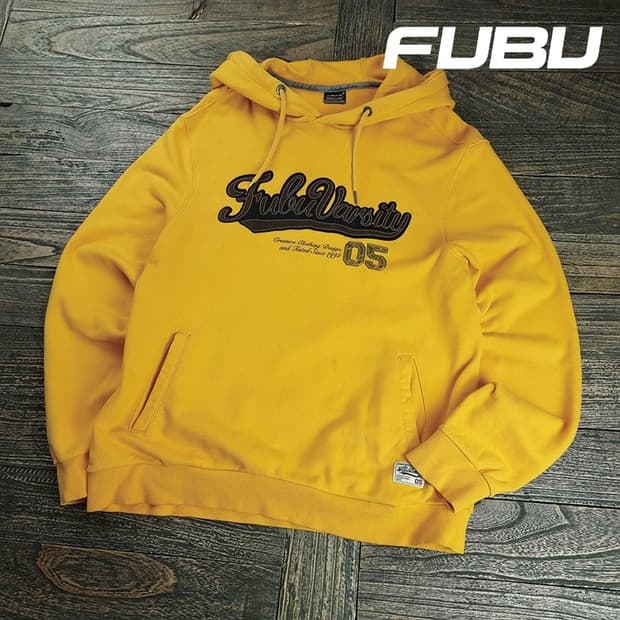 [푸부] 올드스쿨 빅로고 그래픽 후드티 머스타드 M19263
