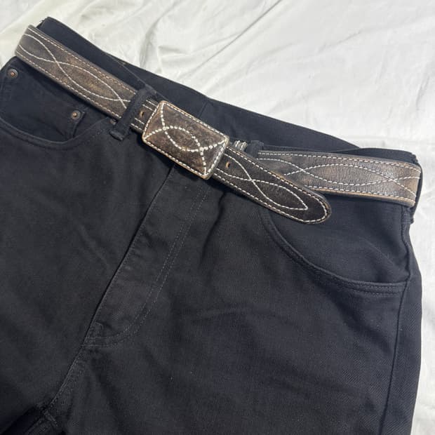 리바이스 핸드 피니시드 레더 벨트 웨스턴