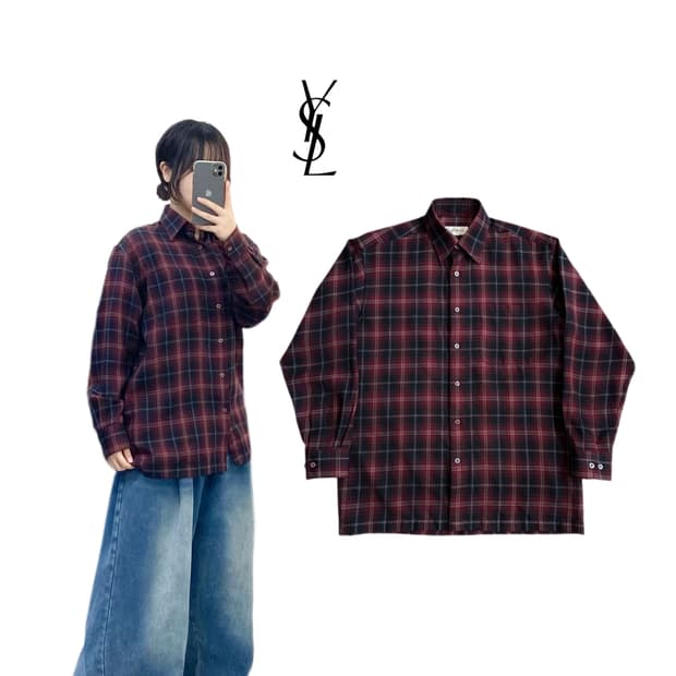 입생로랑 90s 타탄 체크 셔츠