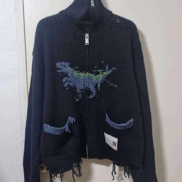 메종 미하라 야스히로 다이너소어 니트 가디건 블랙