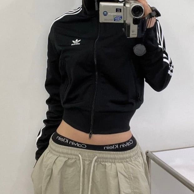 아이다스 여성 크롭 트랙탑 져지