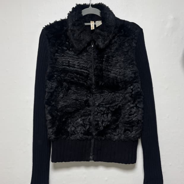 재팬 빈티지 니트 퍼 자켓