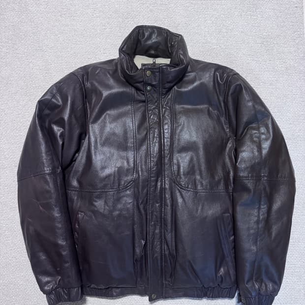 90s Eddie Bauer 구스다운 양가죽 레더 패딩 M