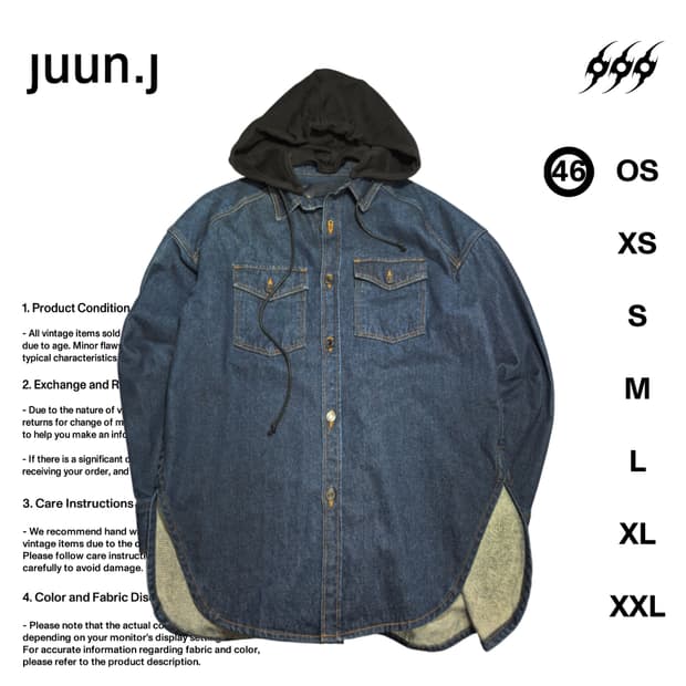 준지 19ss 46사이즈 후드 데님자켓