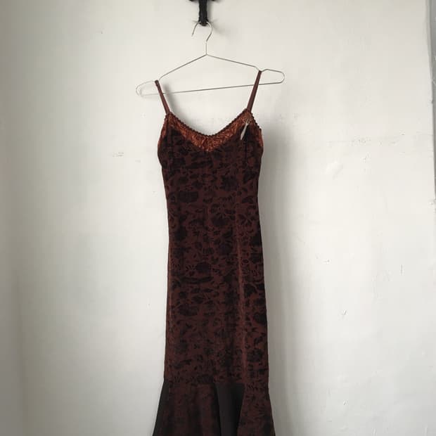 Pattern point velvet onepiece