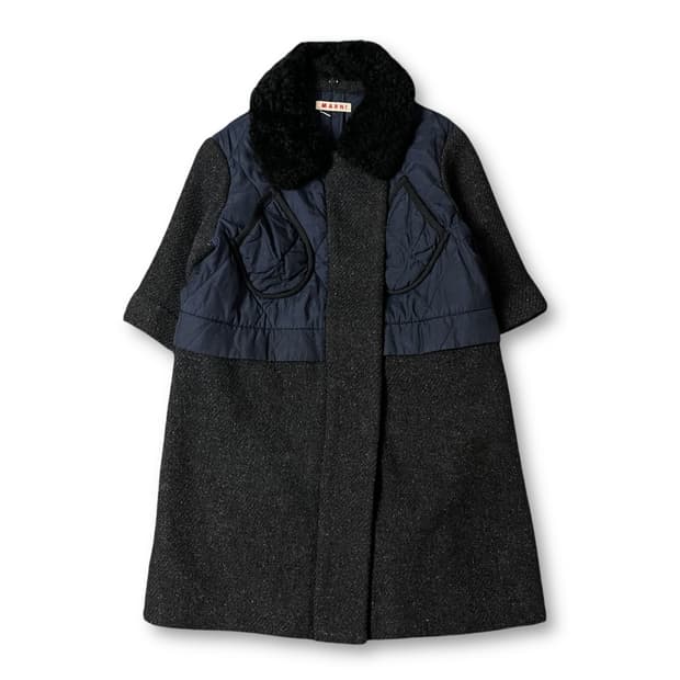 마르니 차콜 네이비 패치 워크 울 롱코트 6