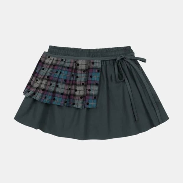 오헤시오 CHECK TWOWAY MINI SKIRT, ASH BLUE