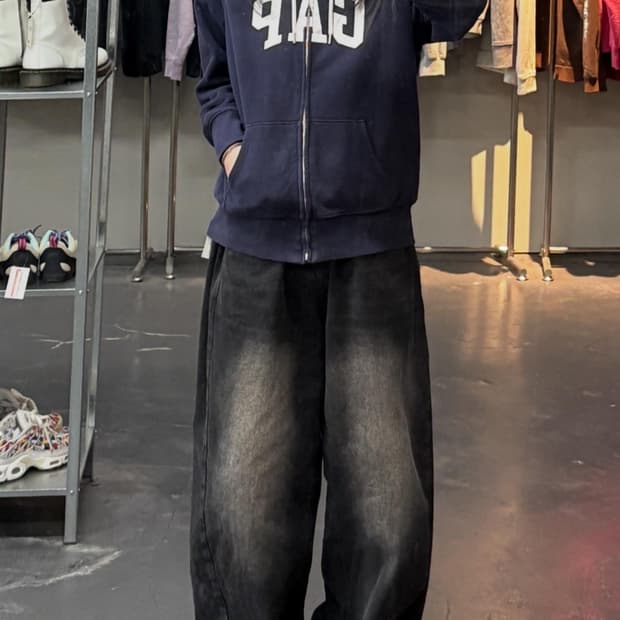 갭 로고 셰르파 후드집업 A3489