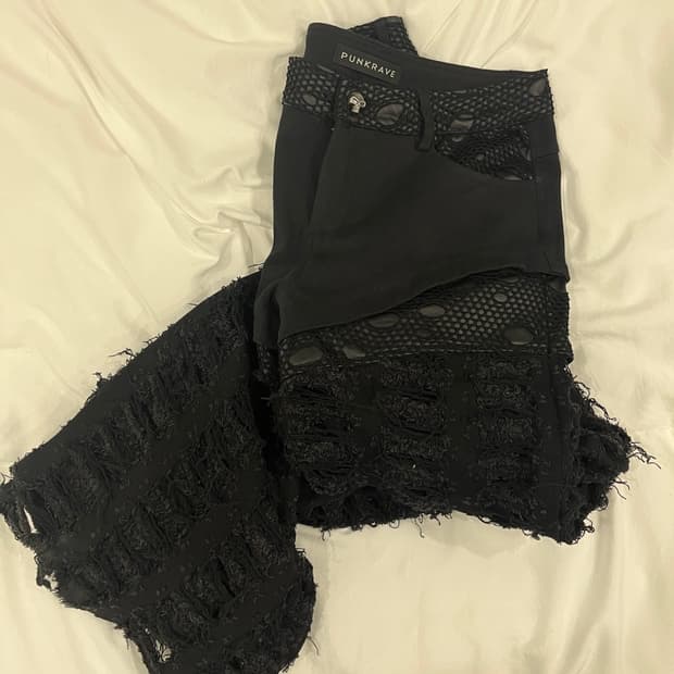 PUNKRAVE 데미지 해골 팬츠