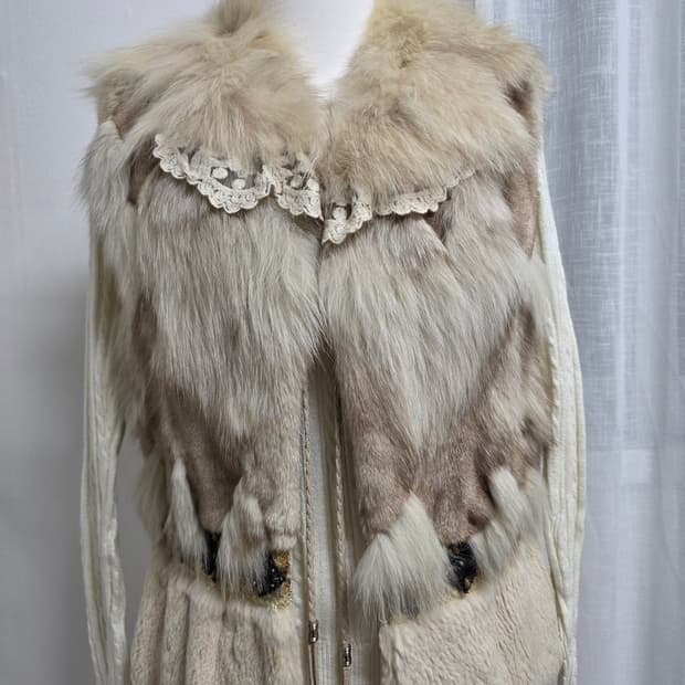 폭스퍼 레이스 퍼 자켓 / 토끼털 트리밍 / 초희귀 빈티지 