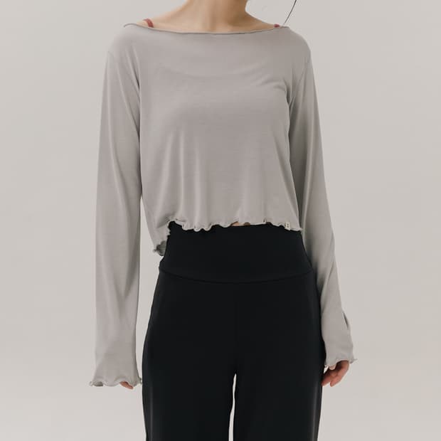 소함소함요가복 프릴보트넥 커버업 라이트그레이