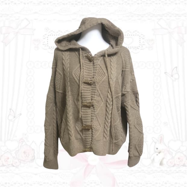 빈티지 모리걸 모카라떼 떡볶이 니트 가디건