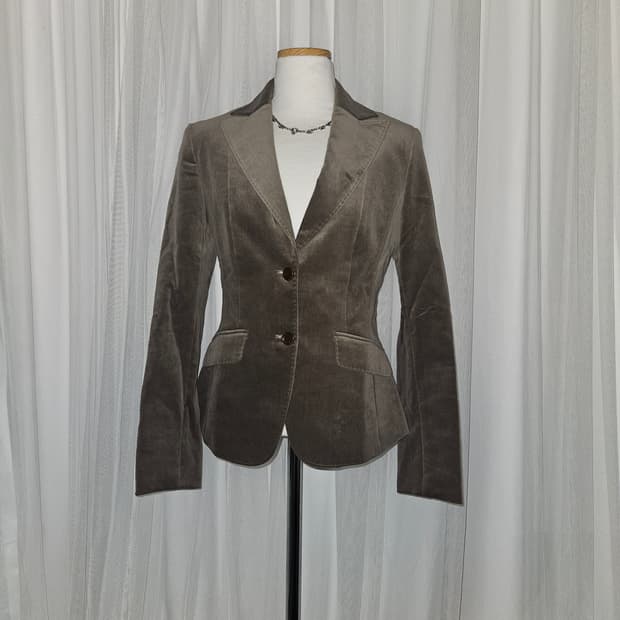 kumikyoku 빈티지 히메 브라운 벨벳 블레이저