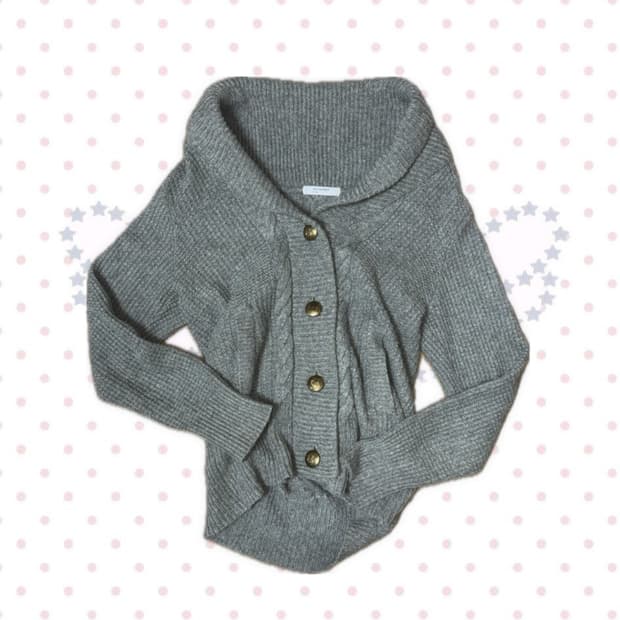 오네갸루 모리걸 데일리 일본빈티지 그레이 케이블 니트 가디건