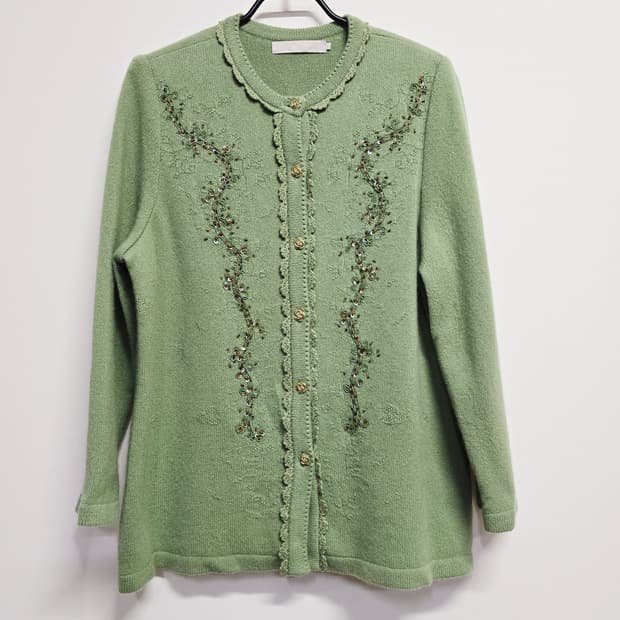 까르뜨니트 앙고라 비즈 장식 가디건