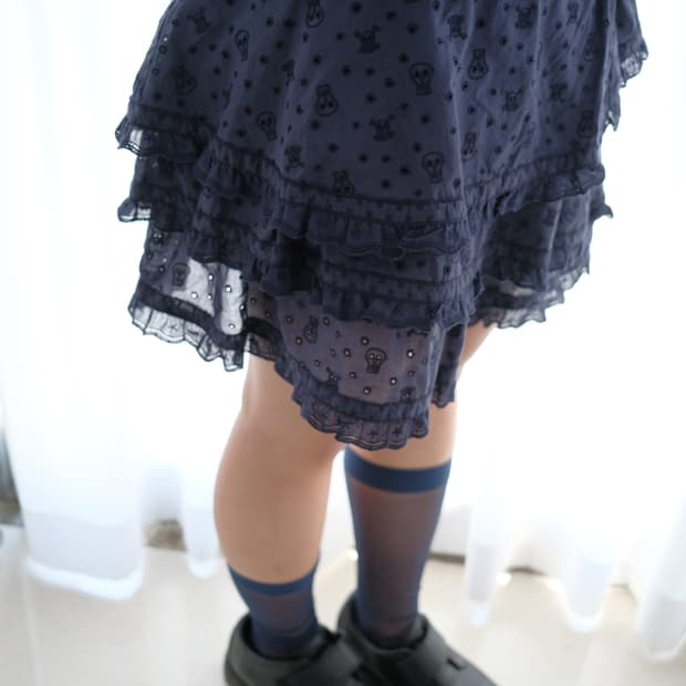 Skull Eyelet cancan skirt is