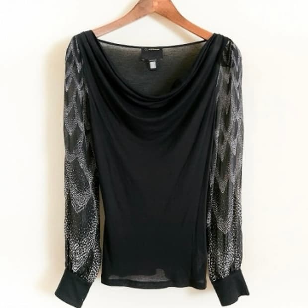 로베르토 카발리 블랙 캐시미어 블렌드 실크 블라우스