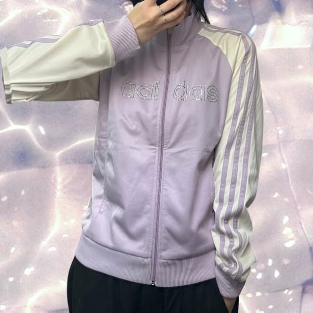 아디다스 큐빅 져지 화이트 퍼플 연보라 대장 y2k