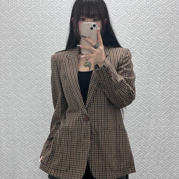 지방시 모던시크 캐주얼 울 체크 블레이저 자켓 90 C10431