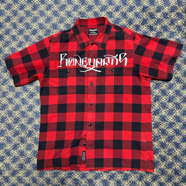 STUSSY x NEIGHBORHOOD 버팔로 체크 반팔 셔츠 레드블랙 