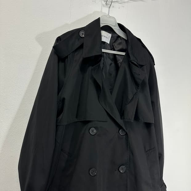 우먼FREE 닉앤니콜 블랙 오버사이즈 더블 트렌치코트