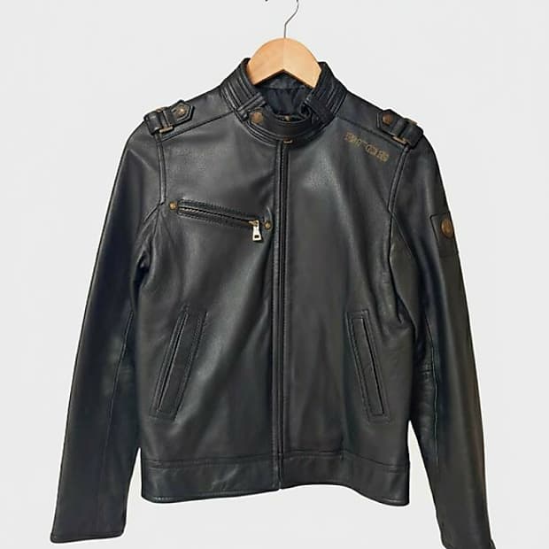 버튼 디테일 빈티지 램스킨 레더자켓
