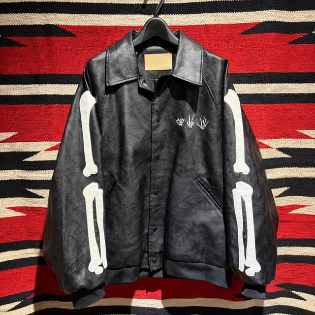 Bone skull work leather jacket / 본 가죽자켓