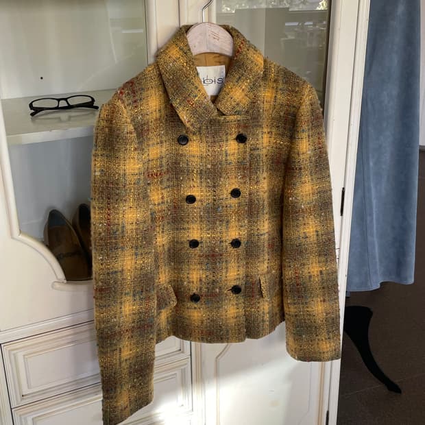 vintage yellow tweed double jacket