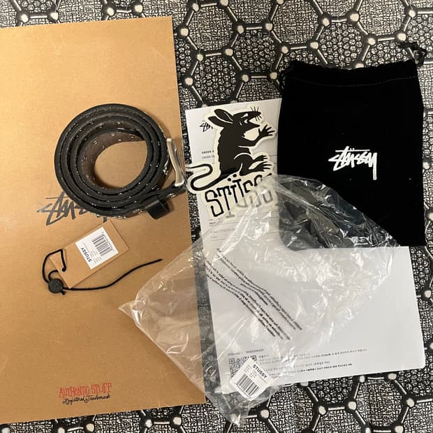 [S-M] 스투시 8볼 스터드 벨트 블랙