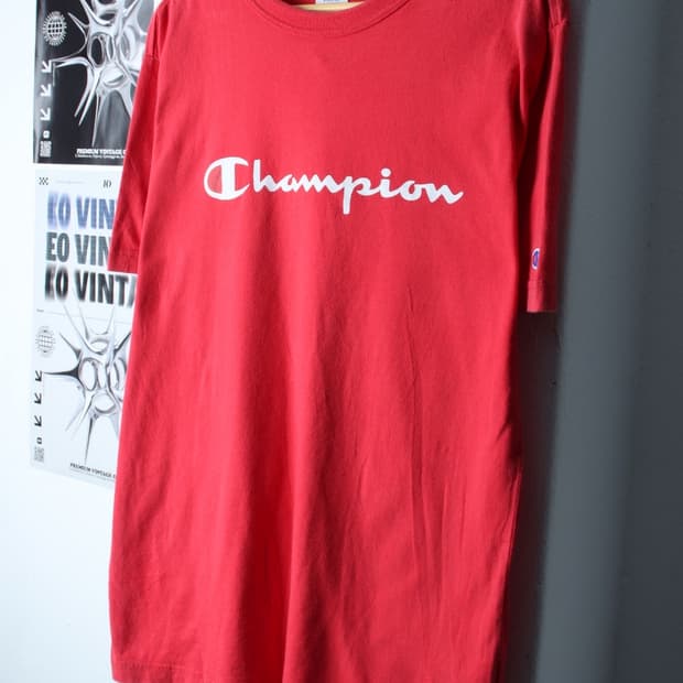 (XL-2XL) 챔피온 반팔 티셔츠 빅로고 레드 에이징-H30825