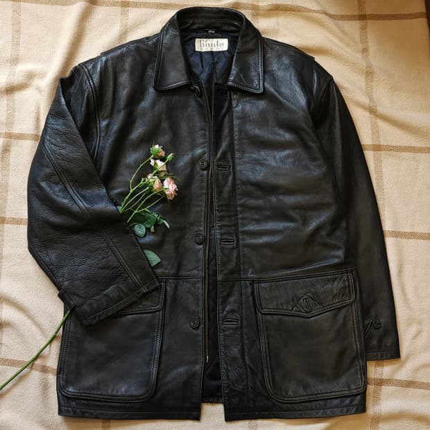 90s 빈티지 가죽자켓 레더 카코트 사파리 M