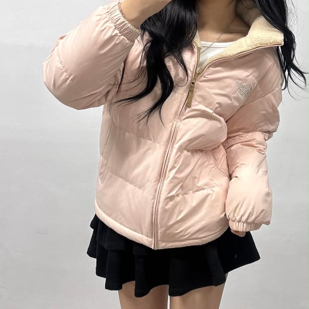 노스페이스 신형 베이비핑크 딸기우유 RDS 다운 자켓 리버서블 에코 푸퍼