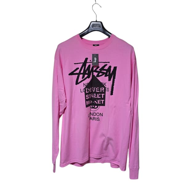 스투시 x 도버스트릿 월드 투어 롱슬리브 핑크