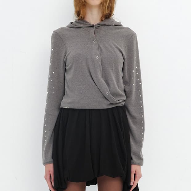 세릭 cerric 비즈 랩 후드 가디건 카디건 