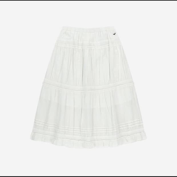 코이세이오 셔링 미디 스커트 화이트