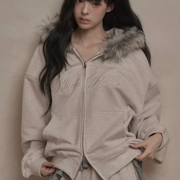 새상품) 카키포인트 셋업 (후드 팬츠 세트)