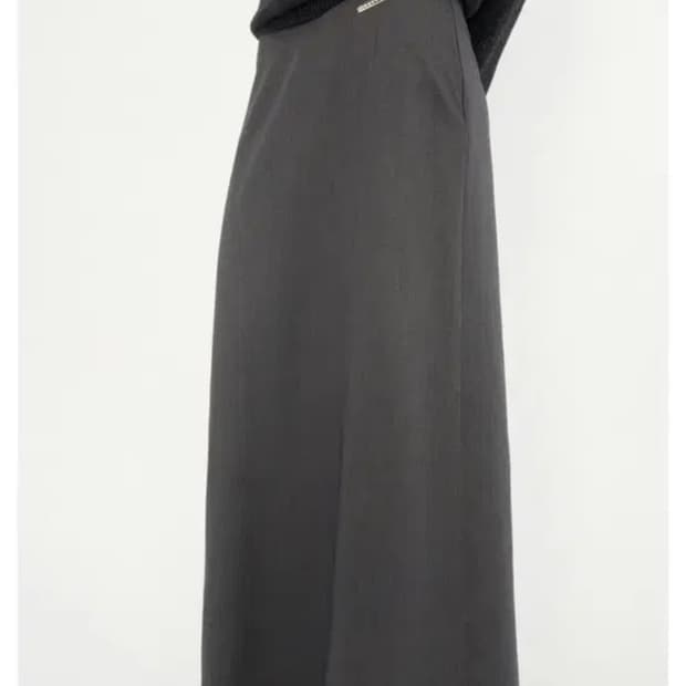 트리밍버드 롱 스커트 차콜 V Low-Waist Long Skirt [
