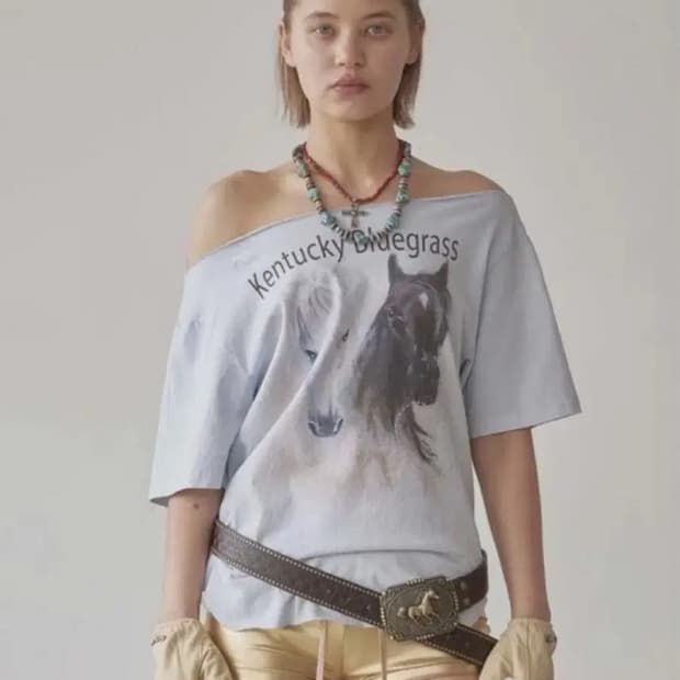 스컬프터 Sheriff Cut Out Tee Misty Blue M