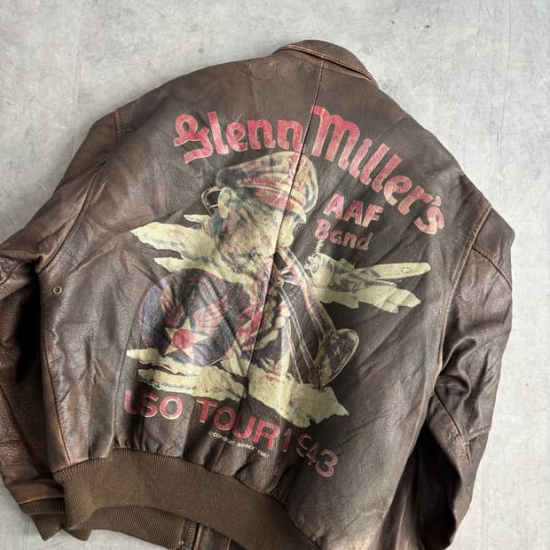 Avirex 아비렉스 80s A-2 브라운 레더 자켓