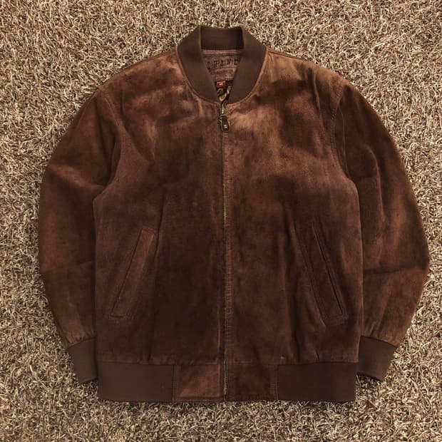 Shane 90s 빈티지 돈피 스웨이드 브라운 블루종 자켓