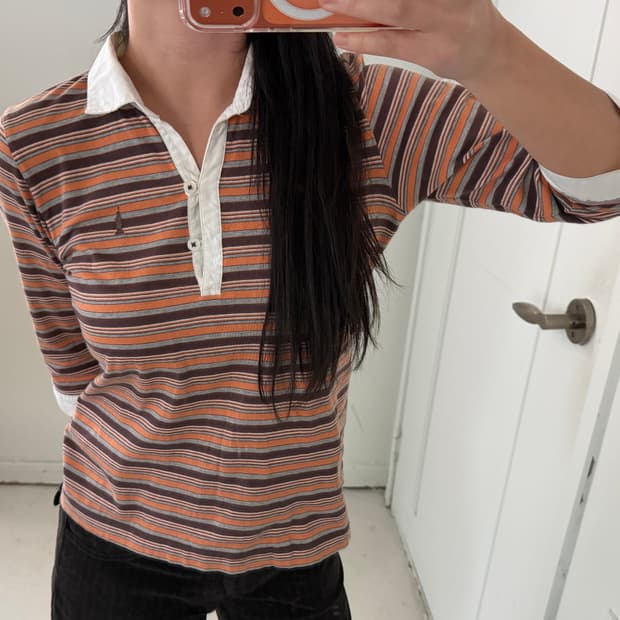 일본빈티지 스트라이프 pk 7부티셔츠