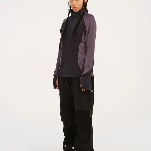 Mock neck top ash purple