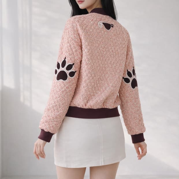 🌸 정가60만원대 레어템 코랄 피치 트위드 유니크 패치 오엠디 자켓