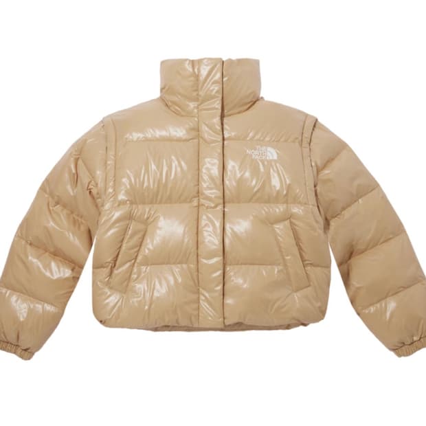 노스페이스 화이트 라벨 글로시 디테처블 다운 자켓 골드베이지 