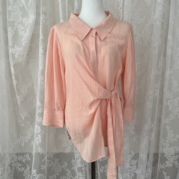 S) 온앤온 매듭 블라우스 셔츠 핑크