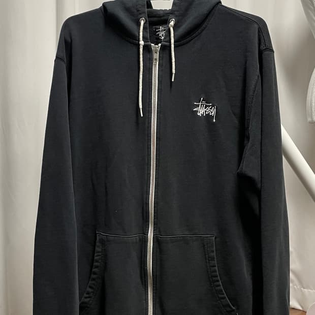 스투시 스탁 자수로고 베이직 블랙 후드집업 (단종모델 S급)