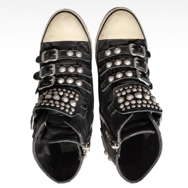 아쉬ASH 빅팀 풀 스터드 버클 하이탑 웨지힐 스니커즈 37