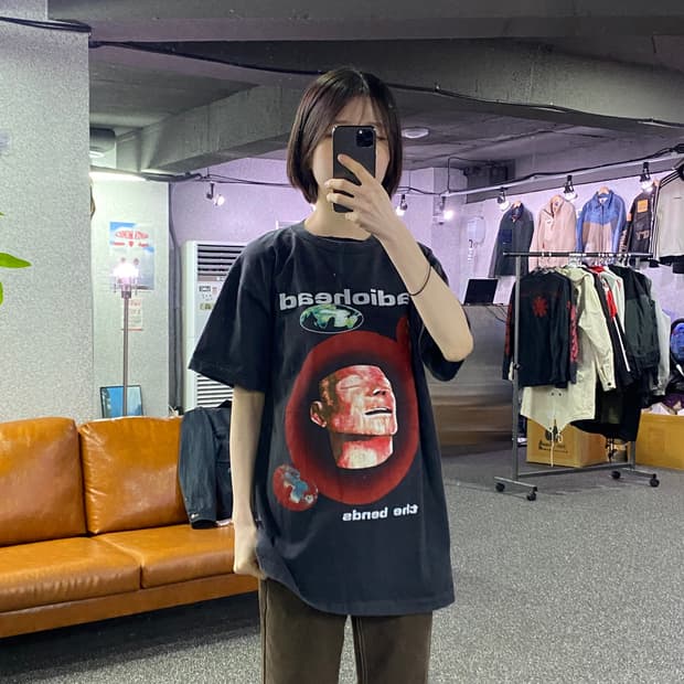 빈티지 라디오헤드 그래픽 반팔티 B4411