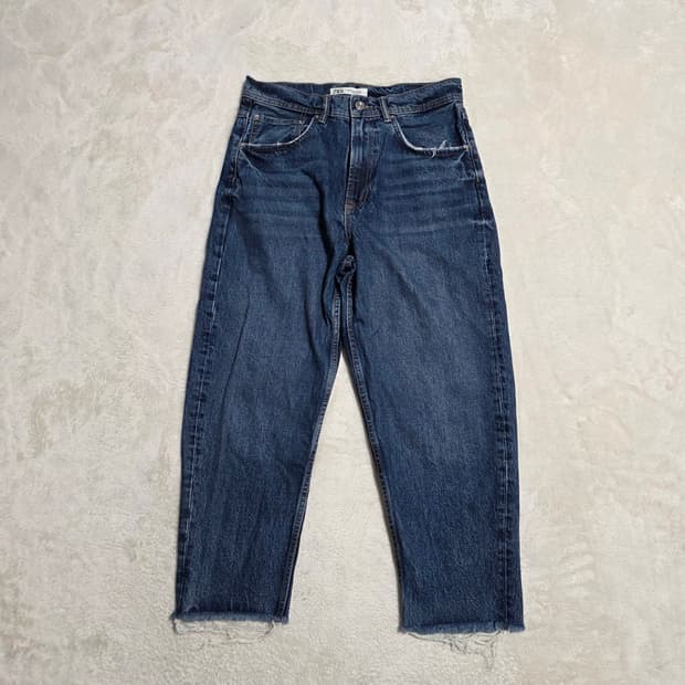 (30)여성 자라 배기핏 데님 팬츠